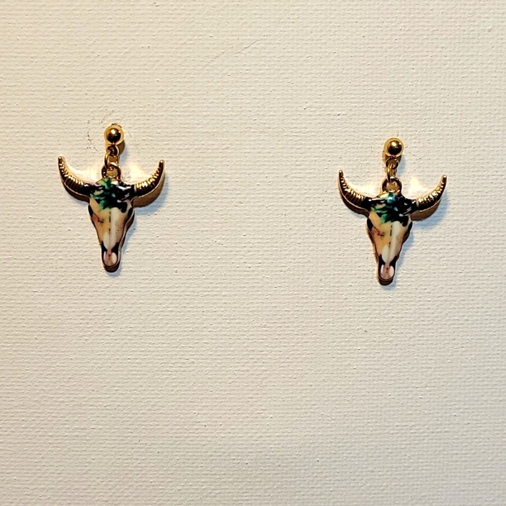 Boutique Cow Skull Earrings
